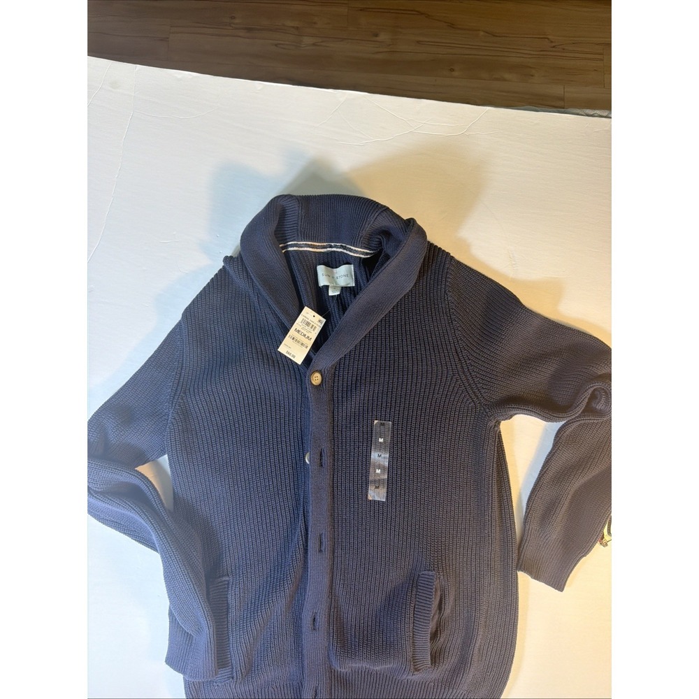 Sun + Stone Men's Alvin Cardigan Sweater Navy  New with Tags - Medium